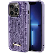 Guess Guess Sequin Script Metal - Ohišje za iPhone 15 Pro (vijolično)