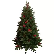 Novogodišnja jelka sa šišarkama i crvenim bobicama 180cm 180878