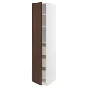 METOD / MAXIMERA Visoki element s fiokama, bela/Sinarp smeda, 40x60x200 cm
