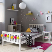 Homestyle4U Enoposteljni posteljni okvir, 98x206x82 cm, bela