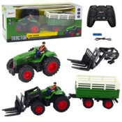 Traktor LEAN TOYS s prikolico in vilami, RC 2.4G