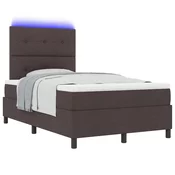 vidaXL vidaXL Zložljiva postelja z vzmetnico in LED temno rjava 120x200 cm tkanina, (22067148)