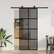 vidaXL vidaXL Drsna vrata z opremo črna 90x205 cm kaljeno steklo, (22048453)
