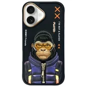 shumee Ovitek za iPhone 16 Nimmy Cool&Cute 2.0 Opica Črn