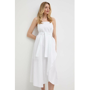 Pamucna haljina Armani Exchange boja: bijela, mini, širi se prema dolje, 3DYA28 YN4RZ
