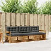 Set vanjskih sofa s jastukom 3 pcs Prirodna i antracit