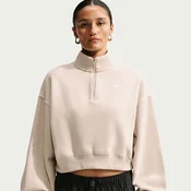 Nike W NK STDO FLC MW OS CROP QZ, ženski pulover, bež IM8501