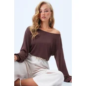 Trend Alacati Stili Ženska bluza Alc-X14393, Smeda