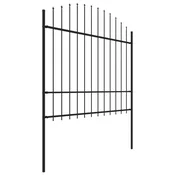 Greatstore Ograjni paneli z bodicami, jekleni, (1,5-1,75) x 17 m, črni
