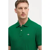 Gant za moške. 2210 Pique Polo Regular Fit Shield green (M), Priložnostno, Zelena, Bombaž, Kratek rokav