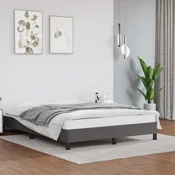 shumee vidaXL Posteljni okvir, siv, 140x190 cm, umetno usnje