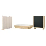 GLAMBERGET Pohištvo za spalnico, 3 kosi, bor/Katorp bež, 80-160x200 cm