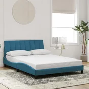 shumee vidaXL Posteljni okvir z vzglavjem temno moder 140x200 cm žamet