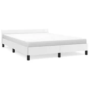 Vidaxl Posteljni okvir z vzglavjem brez vzmetnice bel 140x190 cm