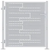 Vidaxl Vrtna vrata s ključavnico srebrna 85 x 97 cm Nerjaveče jeklo