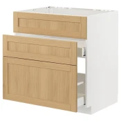 METOD / MAXIMERA Pod.element sudop. i 3front/2fioke, bela/Forsbacka hrastovina, 80x60 cm