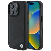 slomart Etui BMW Signature Leather Crossing Lines Pattern za iPhone 16 Pro - črno