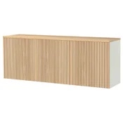 BESTA Sestav visečih omaric, bela/Björköviken hrastov furnir, 180x42x66 cm