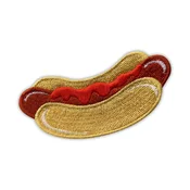 shumee Našitek Hot-Dog s kečapom - Podloga za likanje/toplotno varjenje - Vezen našitek/značka/emblem