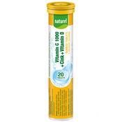 Naturel Vitamin C 1000 + Cink + Vitamin D šumece tablete s okusom narance 80 g