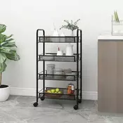 Vidaxl vidaXL Kuhinjski voziček s 4 nadstropji črne barve 46x26x85 cm železo