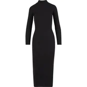Womens ribbed turtleneck dress black