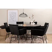 Venture Design Jedilna miza in stol komplet okrogla miza 140x74 cm stol 60x87x57 cm črna