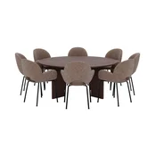 Venture Design Jedilna miza in komplet stolov Graos z 8 stolčki Florensa, miza 180x75 cm, rjava