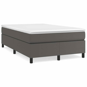Greatstore Box spring postelja z vzmetnico siva 120x190 cm umetno usnje
