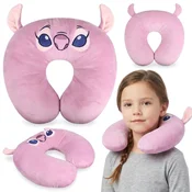 Disney DISNEY Stitch Angel Rožnata potovalna blazina, vratna blazina za letalo, naslon za glavo za avto