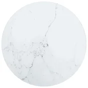 Vidaxl Mizna plošča bela O30x0,8 cm kaljeno steklo z marmorjem