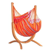 La Siesta Udine - Komplet Viseči Stol Outdoor Toucan Comfort in Leseno Stojalo