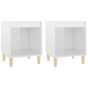 MAISON CHIC Dvo delni komplet Nočne omarice - Nočne mize visok sijaj bele 40x35x50 cm, (21689933)