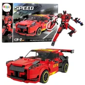 slomart LEAN TOYS Gradbeni bloki Robot Avto 2v1 GT3, rdeč, 335 el.