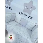Bubamara037 Set za krevetac sa ogradicom od jastuka, Beli