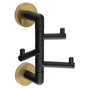 LARISSA vrtiljak s trojnim kavljem, črna/zlata mat - Črna - 54x193x135 mm - Sapho - LARISSA - 24 - Zlitina - Lepilo - Drugo - Trojni kavelj - Krožni - 54 - 193 - 135 - 14
