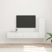 Set TV komoda Zidne 3 pcs Visoki sjaj bijela Konstruirano drvo