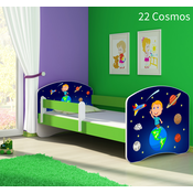 Dječji krevet ACMA s motivom, bočna zelena 140x70 cm 22-cosmos