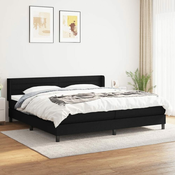 Greatstore Box spring postelja z vzmetnico črn 200x200 cm blago