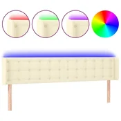 Vidaxl LED posteljno vzglavje krem 163x16x78/88 cm umetno usnje