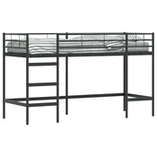 Vidaxl Postelja z loft tipom za otroke Črna 90 x 190 cm Jeklo