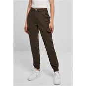 Womens high-waisted cargo pants brown
