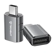 OTG adapter Techsuit SlateVolt A10 USB-A v USB-C USB 3.0, 5Gbps, 3A, Thunderbolt 3 podpora, cinkova zlitina - siv