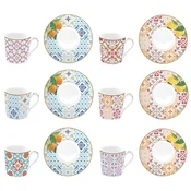 Set of 6 coffee cups with saucers, porcelain, 100 ml, Siracusa   - N