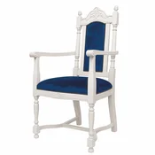 Casa Padrino Luxury Baroque Dining Chair with Armrests Royal Blue/White - Baroque Furniture
