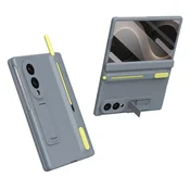 GS Ovitek za Samsung Galaxy Z Fold 8 s stojalom, pisalom in zunanjo zaščito za zaslon, siv