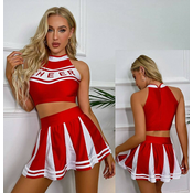 Kostum navijačica Red Cheerleader, rdeče/bel