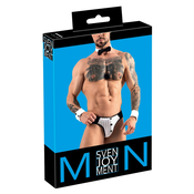 Svenjoyment - muški konobarski tanga kostim set (crno-bijelo) - M