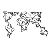 Wallity Zidna dekoracija World Map 4, 140x80cm, Crna