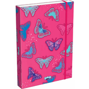 Kutija s elastičnom trakom Lizzy Card Pink Butterfly - 33 x 24 x 5 cm